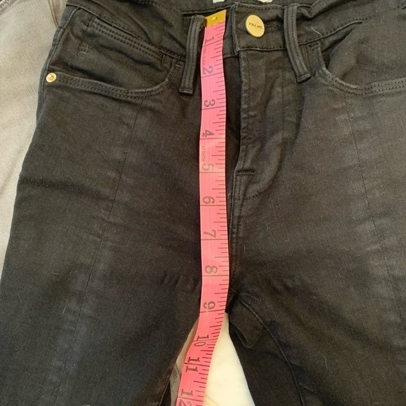 𝅺FRAME Le high Skinny jeans black w/ front slit zippers sz 23  EUC - Picture 3 of 8